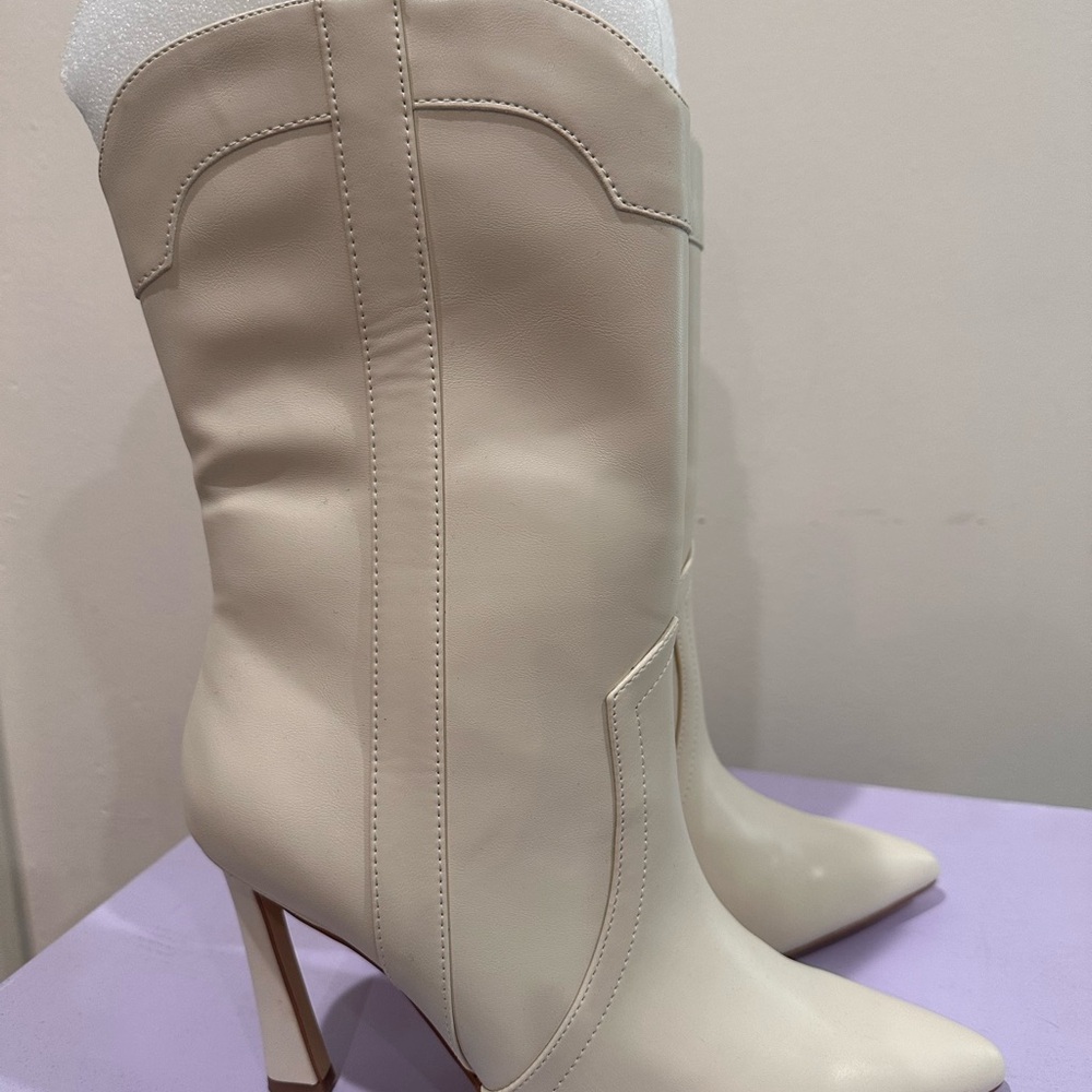 Madden Girl Cream Heeled Boots